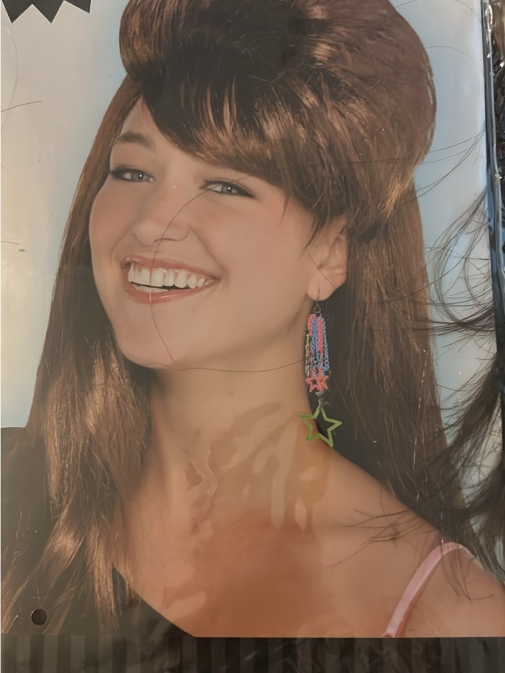 Retro Multi-Color Star Dangle Earrings - Neon Pink, Blue & Green